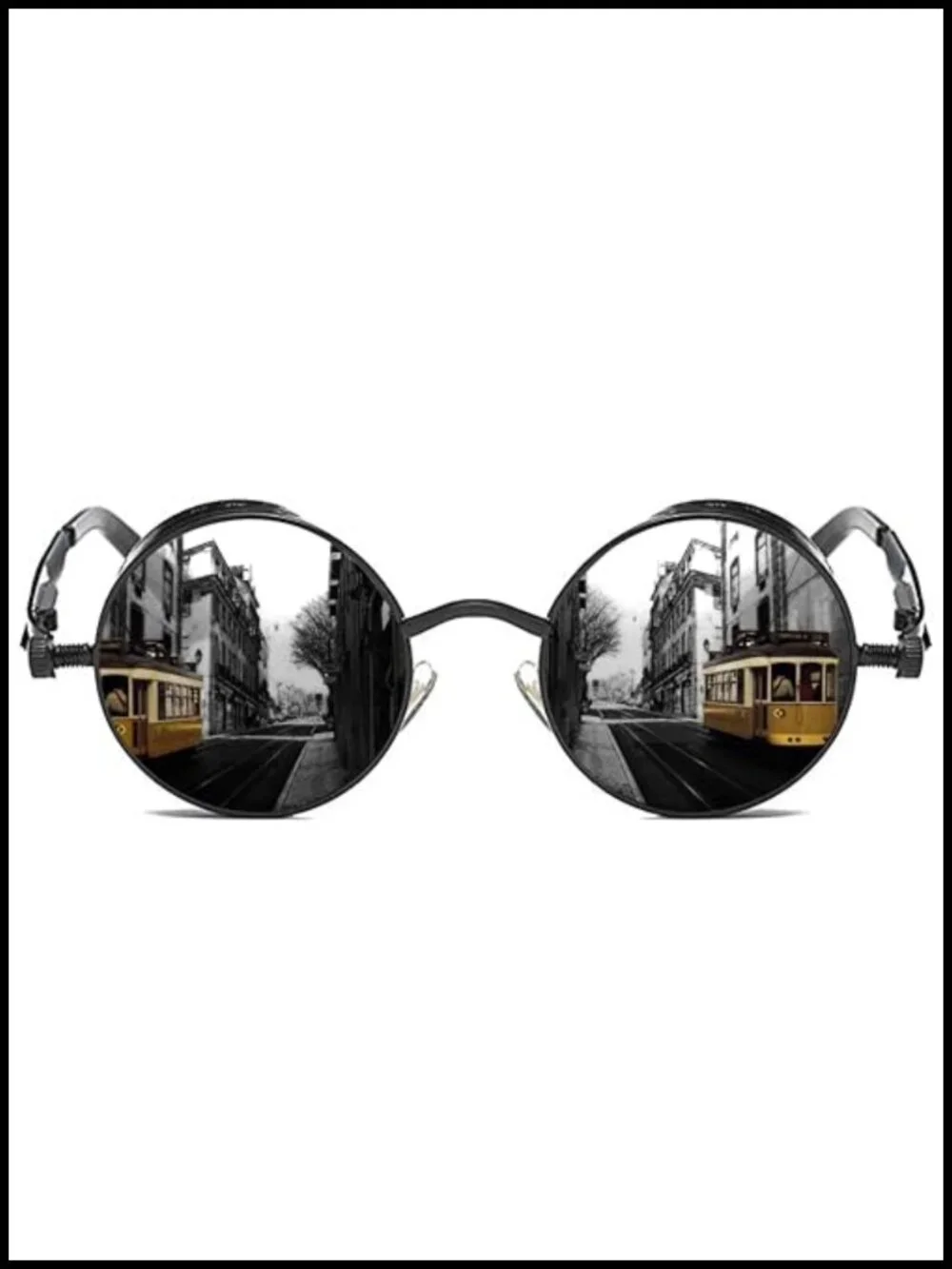Round Polarized Sunglasses UV400 Retro Steampunk Metal Frame 48mm Circle Shades